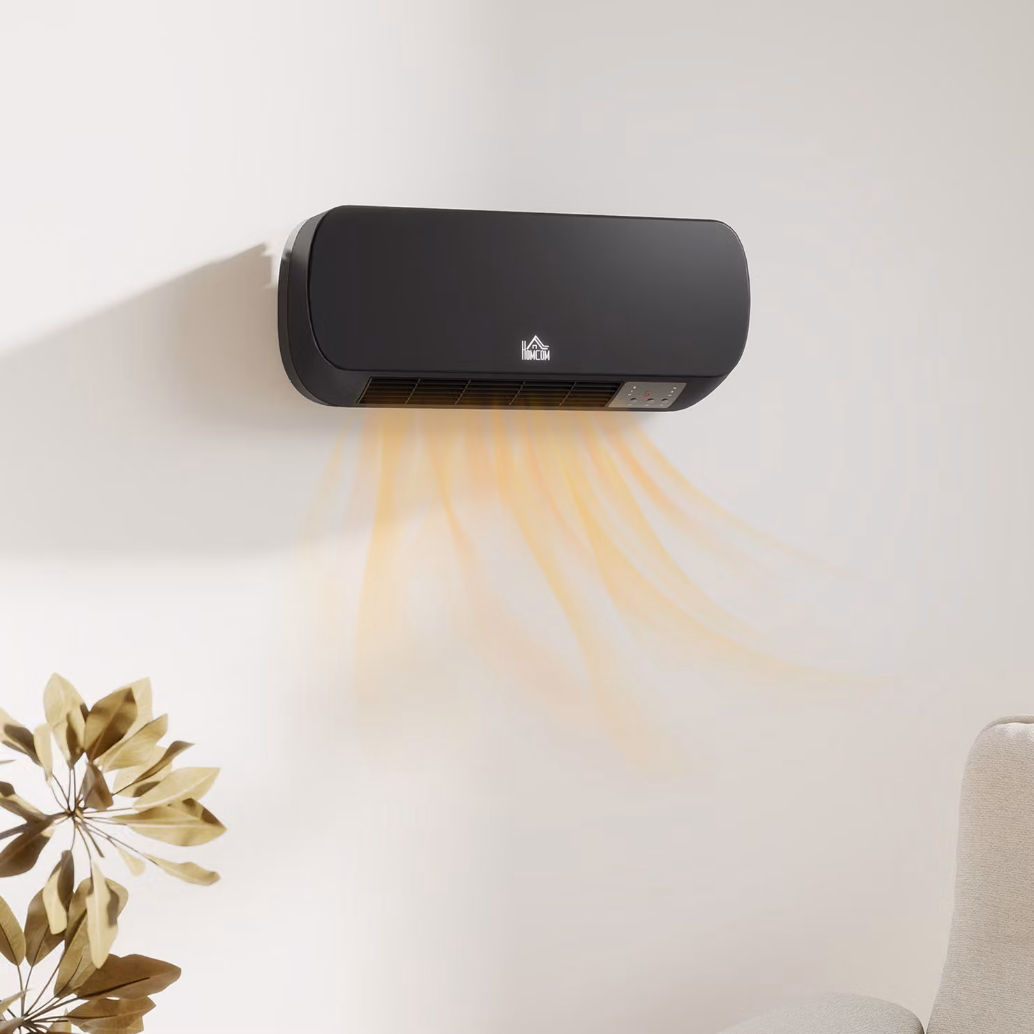 Stufa Elettrica a Parete HOMCOM in Ceramica con Telecomando e Timer, Nero – 2