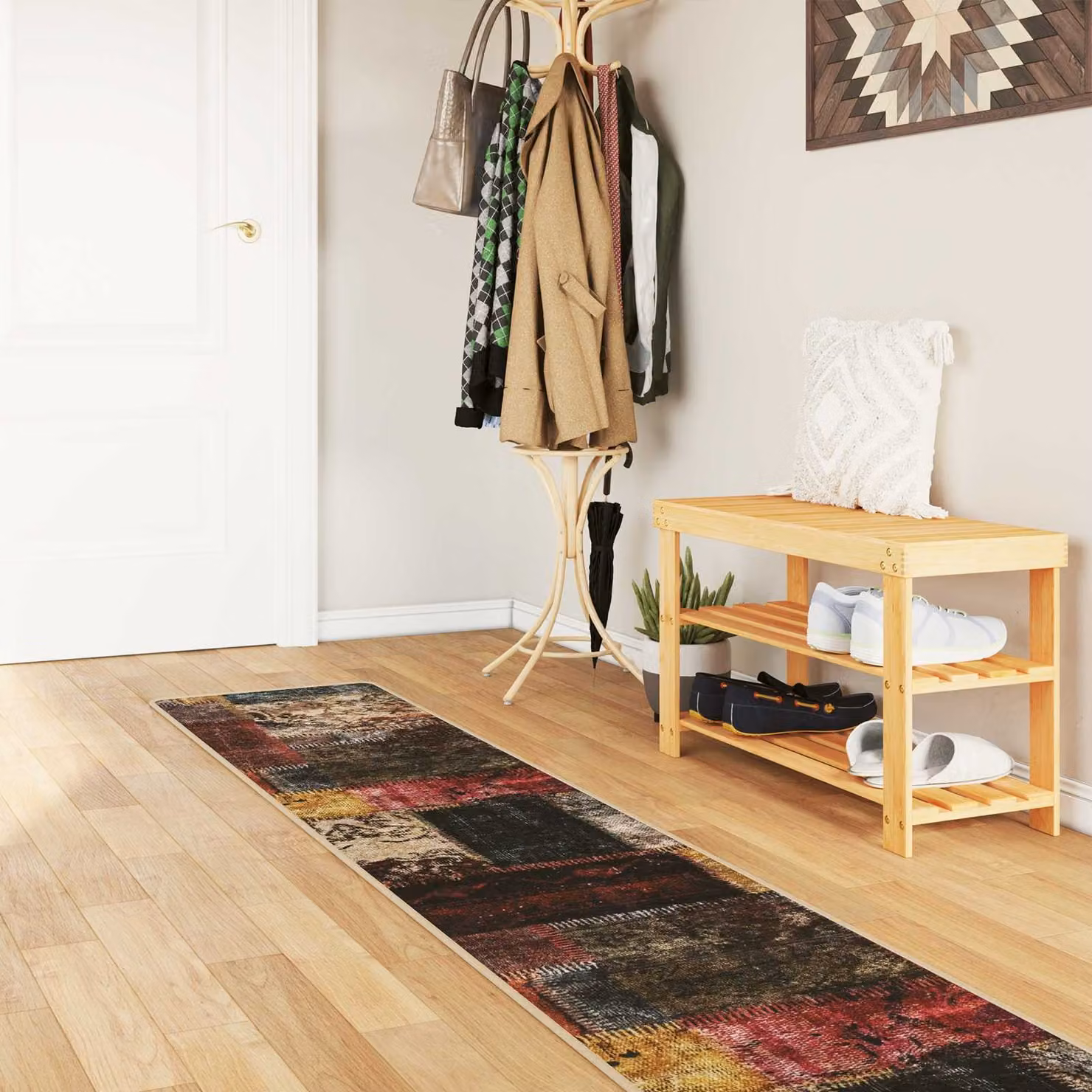 Tappeto Runner vidaXL MARSA Multicolore in Poliestere, Lavabile e Antiscivolo, L 50 cm x P 300 cm