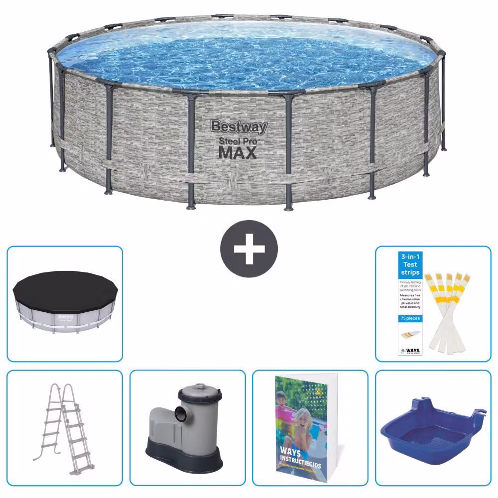 Piscina gonfiabile Bestway Steel Pro MAX, rotonda, 488x122 cm, composta da 5 parti, modello S662