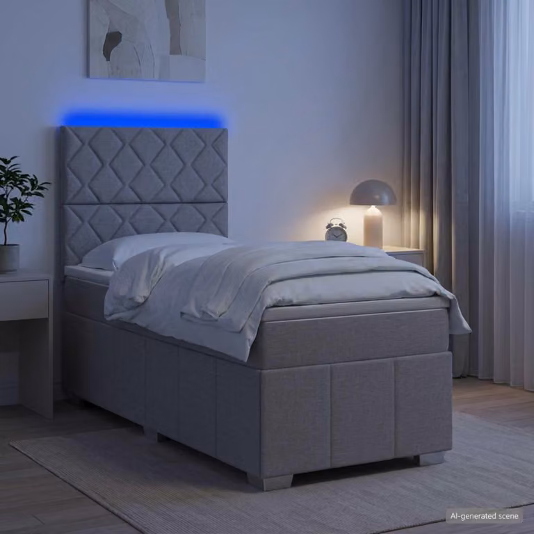 Maison Exclusive - Letto boxspring LED con materasso Grigio chiaro 100 x 200 cm Tessuto