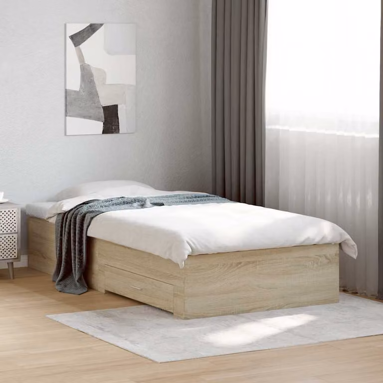 Giroletto con cassetti vidaXL in legno Rovere Sonoma, L/P/H: 90 x 200 x 32 cm