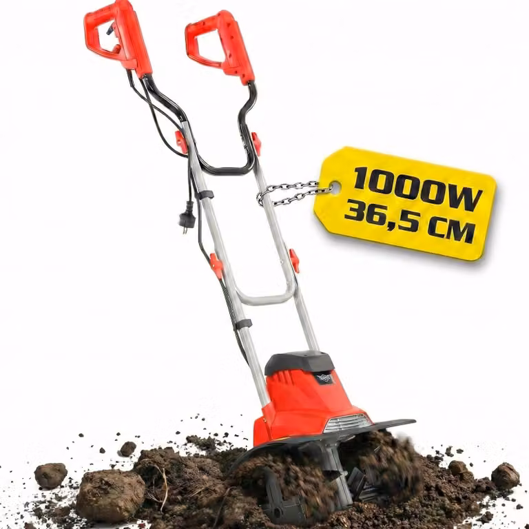 Motozappa elettrica HECHT 738 | Larghezza di lavoro 36,5 cm | Profondità di lavoro 20 cm | 1000 W | 16 lame | 430 giri/min