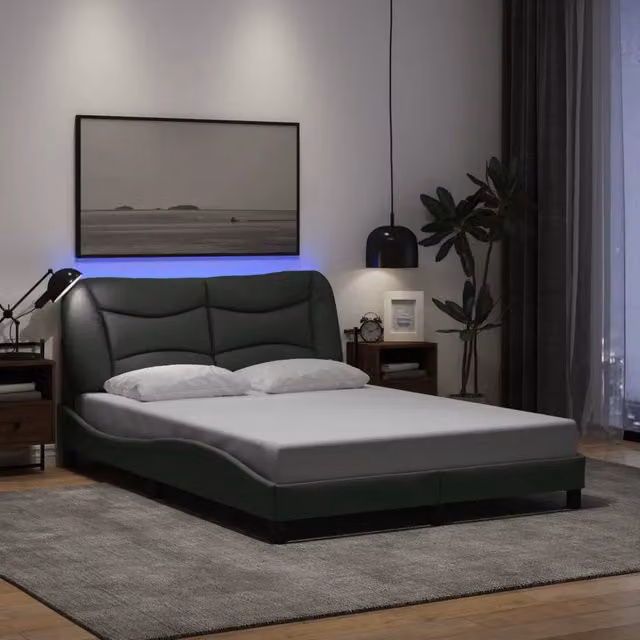 Giroletto con LED e porta USB Hvar vidaXL Grigio Scuro L/P: 140 x 190 cm