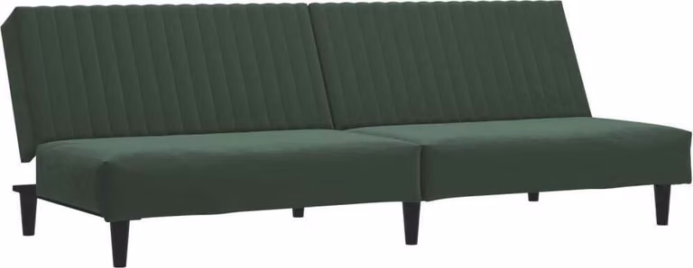 Divano Letto a 2 Posti Verde Scuro in Velluto