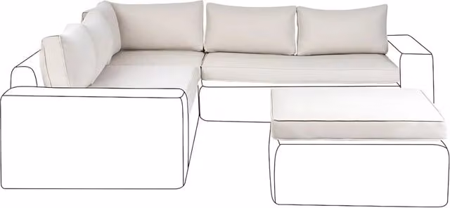 Set di copricuscini per esterni Beige Tessuto Divano Seduta Schienale Lato Federe