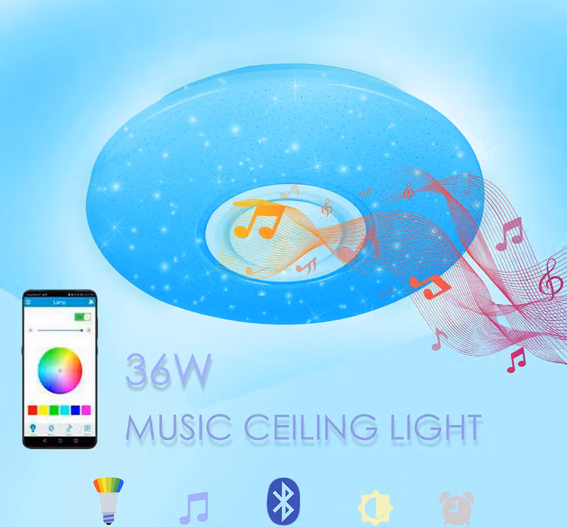 Jopassy Plafoniera LED 36W plafoniera da corridoio cambia colore Luce rotonda Bluetooth musica