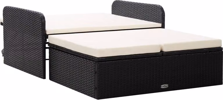 Set Divani da Giardino 2 pz con Cuscini in Polyrattan Nero