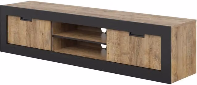 Mobile TV MEUNIER – 2 ante & 5 vani – Rovere Samdal & nero opaco – 180×42×40 cm