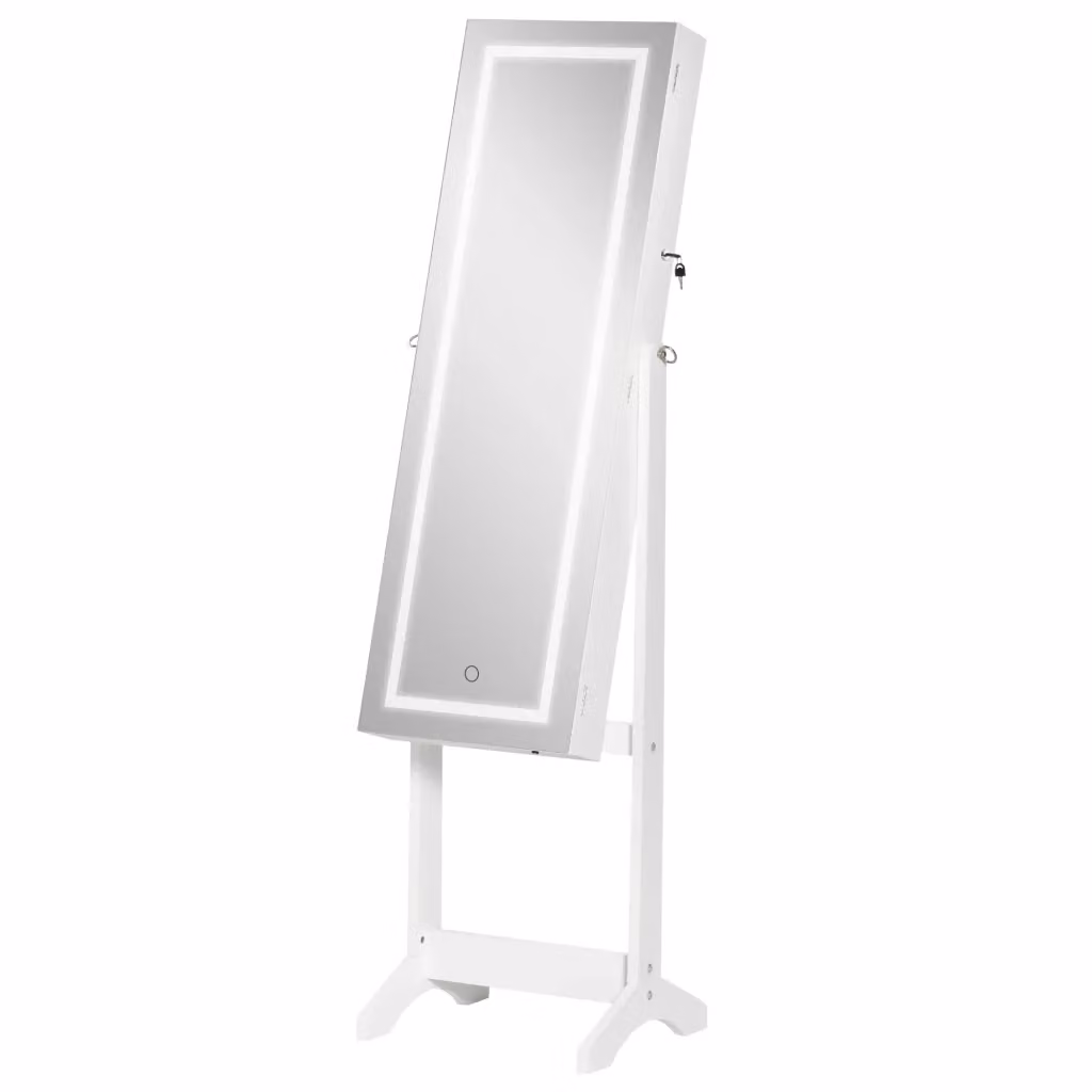 Specchio con Appendiabiti e Luce LED Minimal Grigio L: 46 cm, P: 36.5 cm, H: 151.5 cm – 2