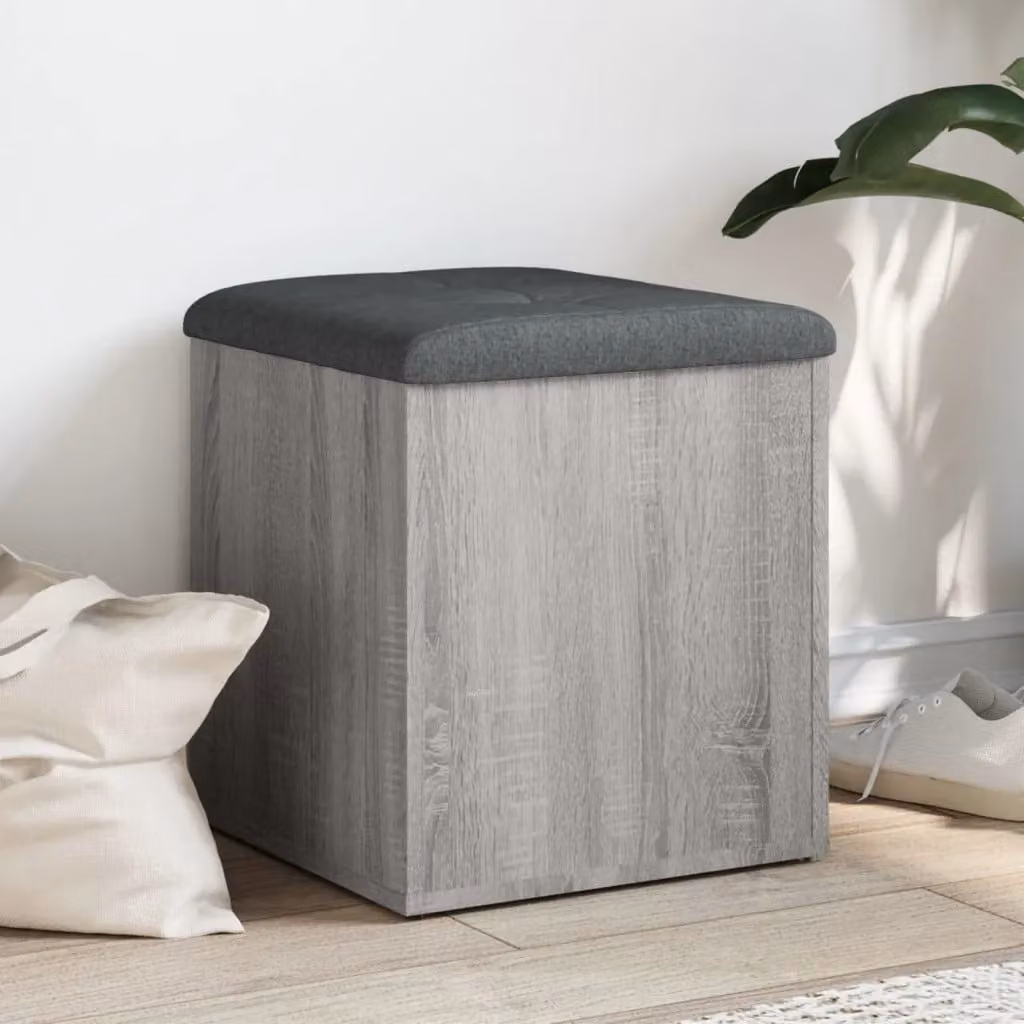 Panca porta scarpe vidaXL Grigio con contenitore in legno e tessuto L/P/H: 42 x 42 x 45 cm