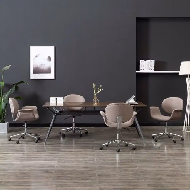Set di 4 sedie da pranzo girevoli vidaXL in tessuto grigio con ruote e design moderno – 1