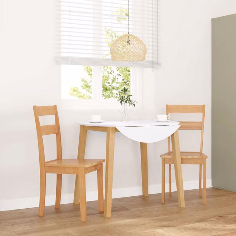 Set di 2 sedie da pranzo vidaXL in legno massello di Hevea colore naturale e marrone con finitura opaca in stile scandinavo