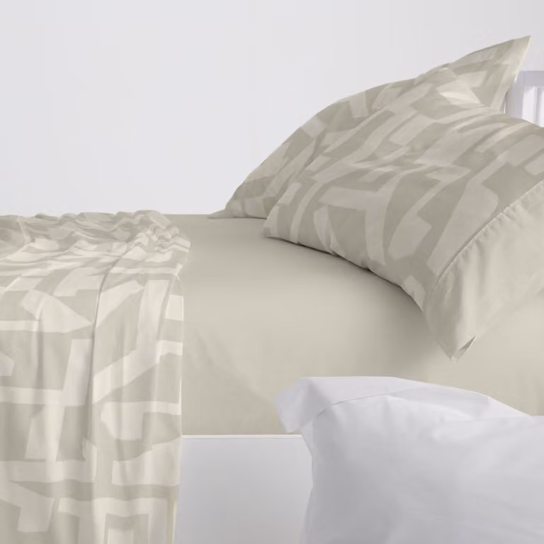 Set di lenzuola bianche, adatto a letti da 135 cm di larghezza (disponibili anche altre misure), design 141, colore grigio chiaro (135 x 190/200 cm)