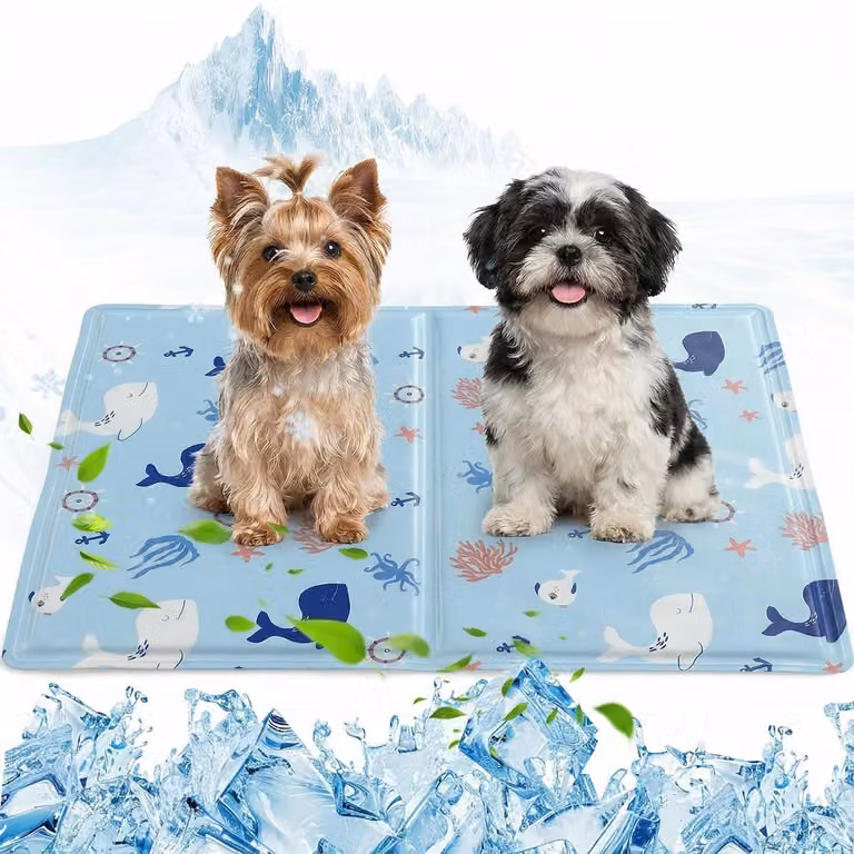 Tappetino refrigerante per cani, 40x50 cm, auto-refrigerante, con gel non tossico, impermeabile, motivo marino