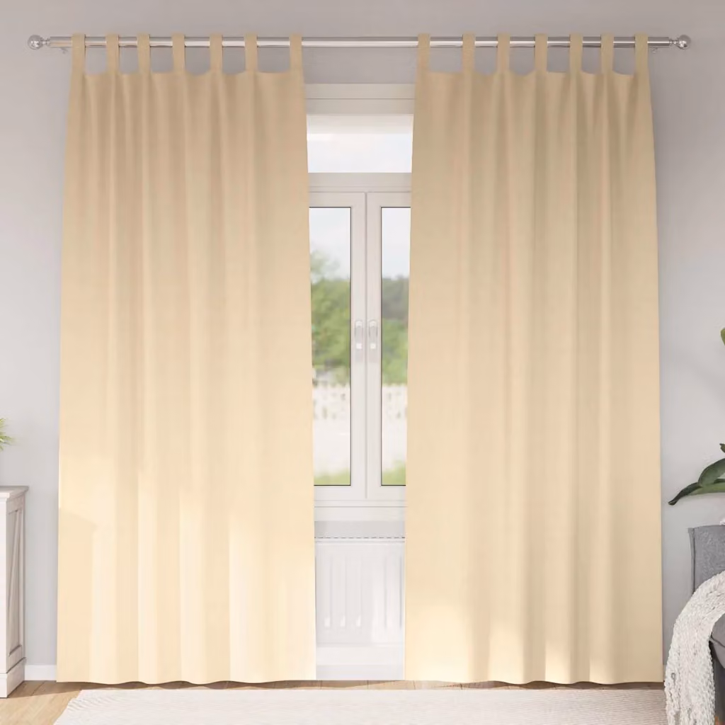 Set di 2 tende blackout vidaXL in poliestere color beige con anelli, H 225 cm x L 140 cm
