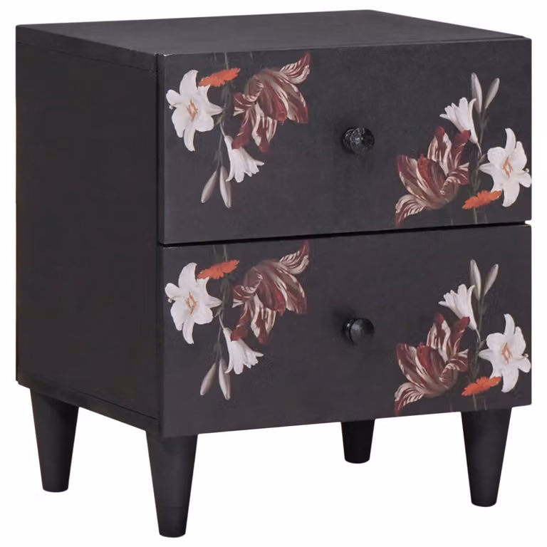 Comodino moderno vidaXL in legno di mango massello marrone L: 40 cm, P: 33 cm, H: 46 cm