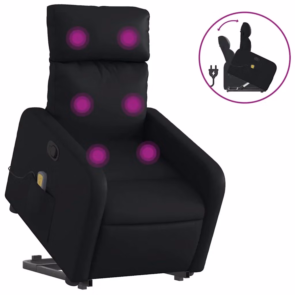 Poltrona Alzapersona Reclinabile con Assistenza Elettrica vidaXL in Similpelle Nera per Senior – 2