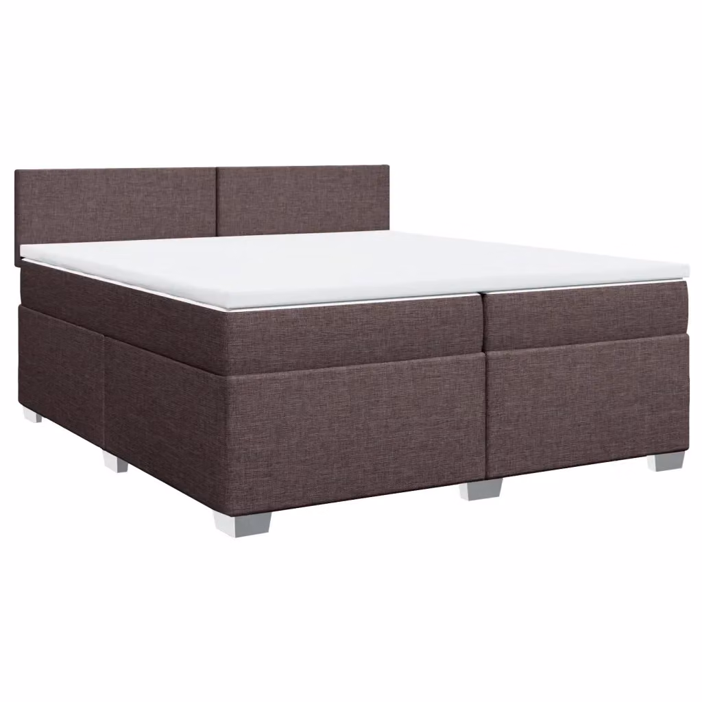 Letto con Giroletto a Molle e Materasso vidaXL in Tessuto Marrone e Bianco L/P: 200 x 200 cm – 2