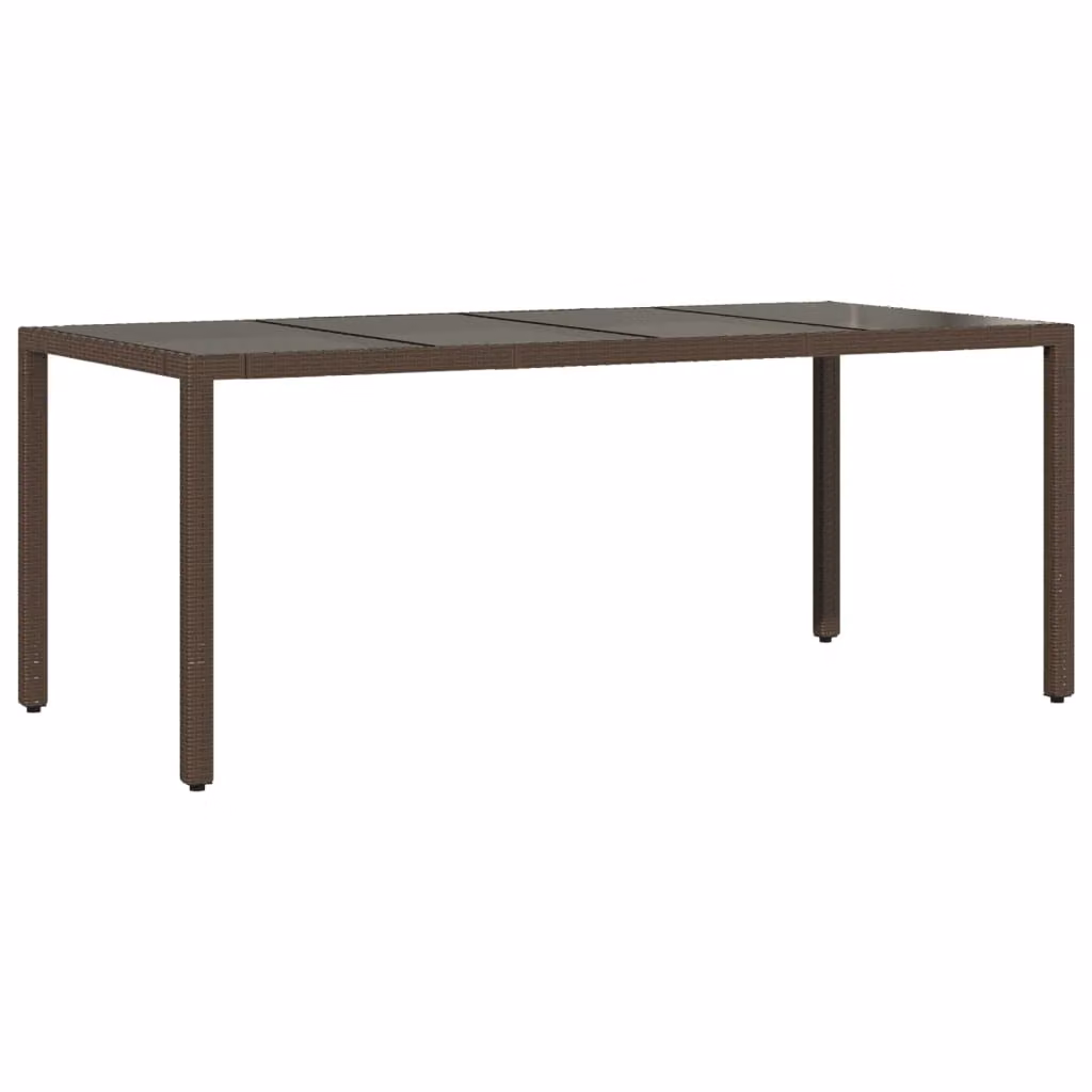 Tavolo Giardino Piano in Vetro Marrone 190x90x75 cm Polyrattan
