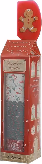 Set di spatola in silicone e 36 pirottini in carta Pan di Zenzero di Kasanova, colore rosso – 1