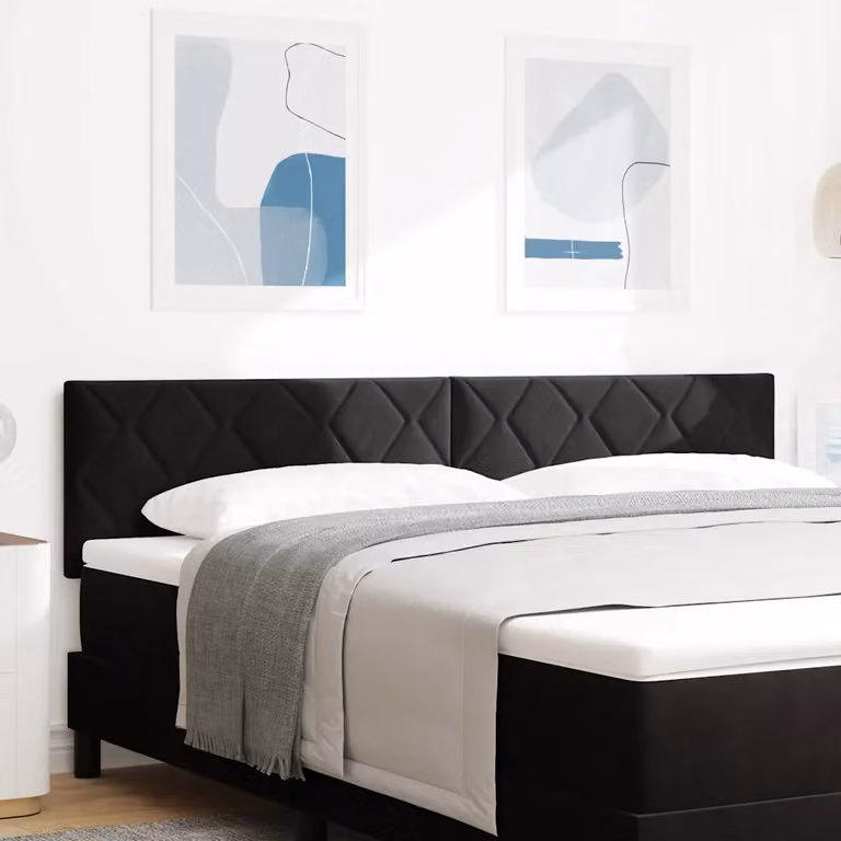 Testiera per letto vidaXL in velluto nero con struttura in legno e pannello imbottito, larghezza: 180 cm