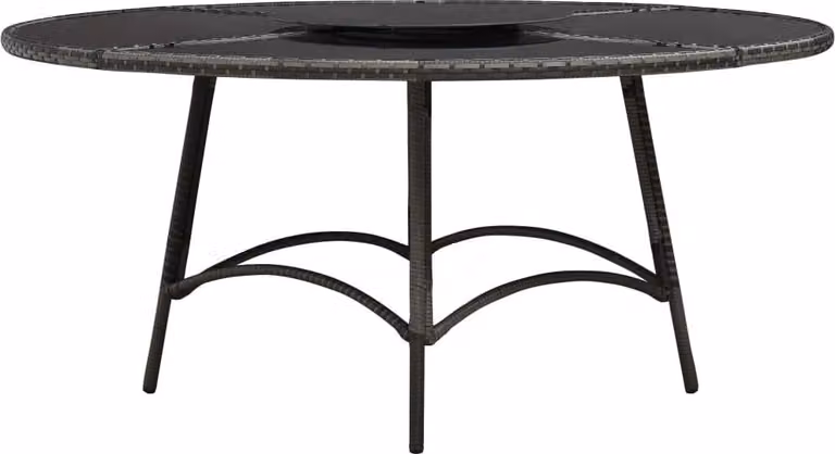 Set da Pranzo per Esterni 7 pz con Cuscini in Polyrattan Grigio