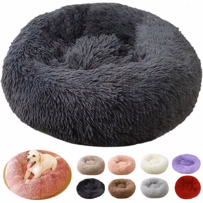 Cuccia per cani, forma rotonda, lavabile, 110 cm di diametro, color grigio scuro, taglia XXL, molto morbida, antiscivolo