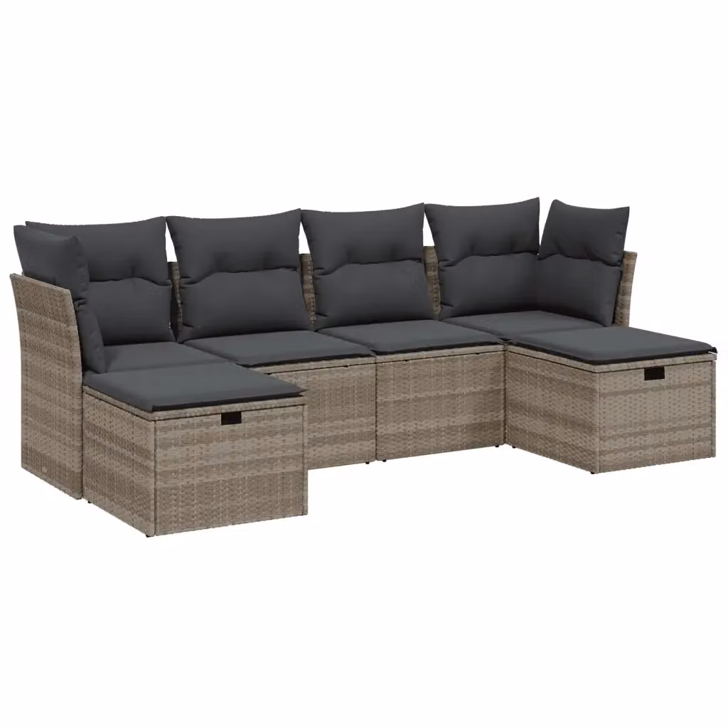 vidaXL Set Divano da Giardino a L con Cuscini Grigio Moderno in Polyrattan e Metallo – 2
