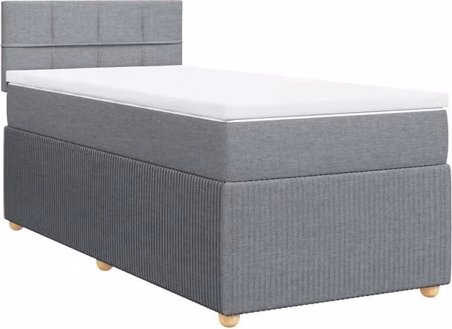 Letto singolo | Letto per adulti | Giroletto a Molle con Materasso Grigio Chiaro 80x200 cm Tessuto