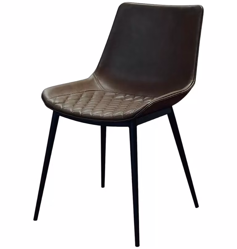 Set di 2 sedie moderne in ecopelle marrone e metallo Mobili 2G L 40 cm x P 47 cm x H 82 cm