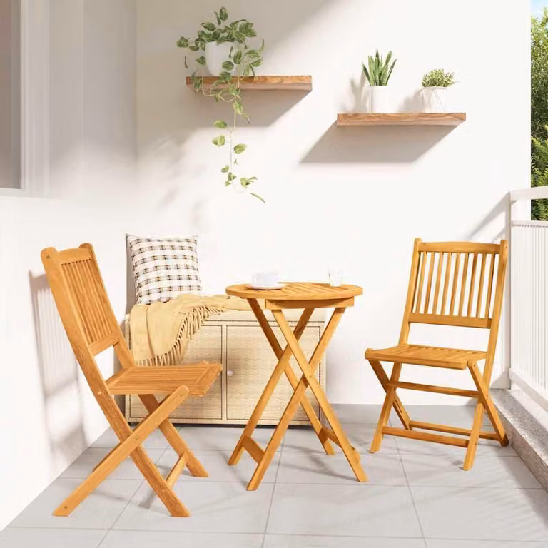 Maison Exclusive - Set da giardino per bistro, 3 pezzi, legno massello di acacia, colore marrone