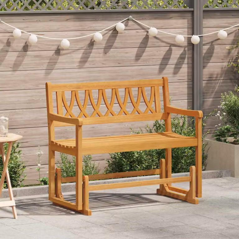 vidaXL Panca Glider da Giardino in Legno di Acacia Naturale Marrone L: 110 cm, P: 59 cm, H: 97 cm