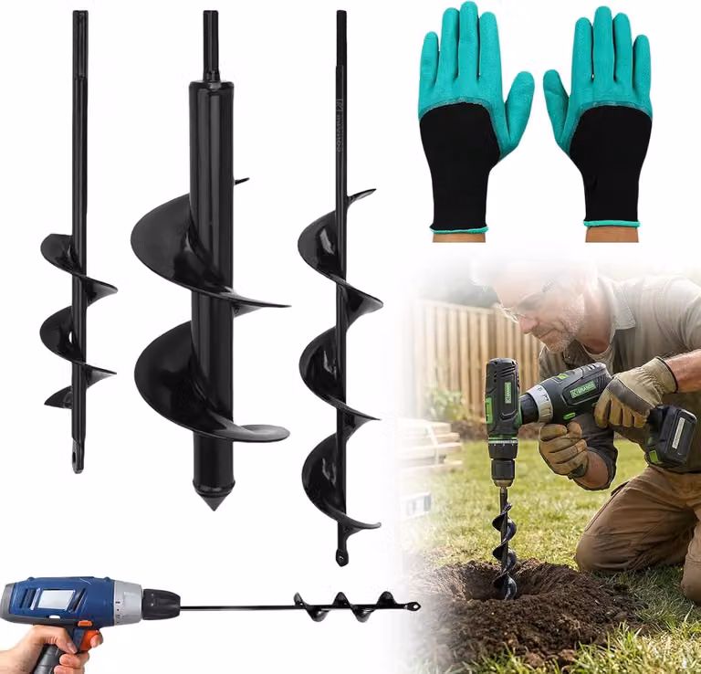 3 trapani da giardino, trapanelli per avvitatori a batteria, trapanelli a spirale, trapanelli per trapani, trapanelli per piantine per avvitatori a batteria