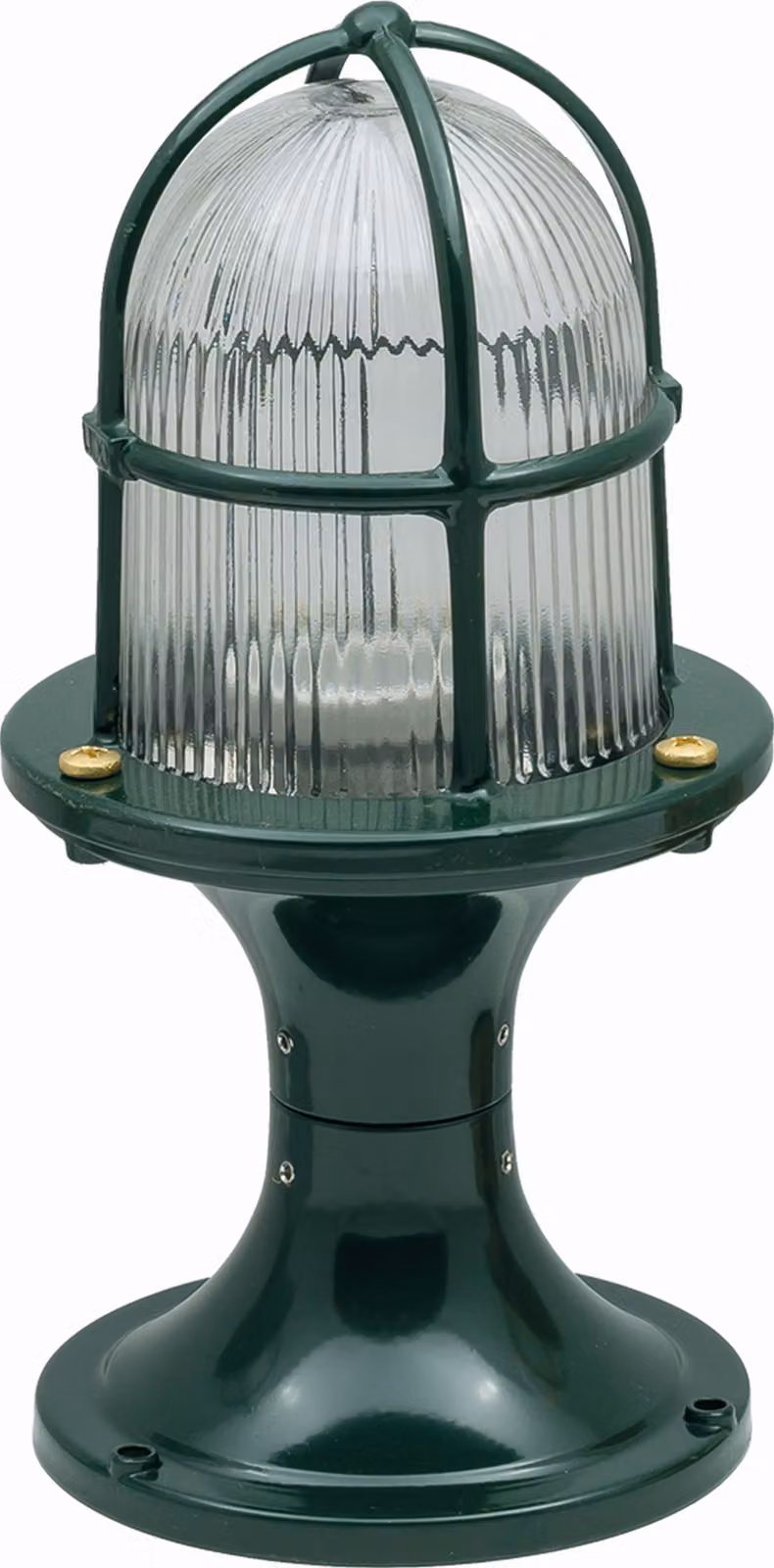 Lampada da piedistallo in ottone massiccio vetro 28 cm IP54 verde E27 rotonda lampada marittima da esterno illuminazione sentiero giardino