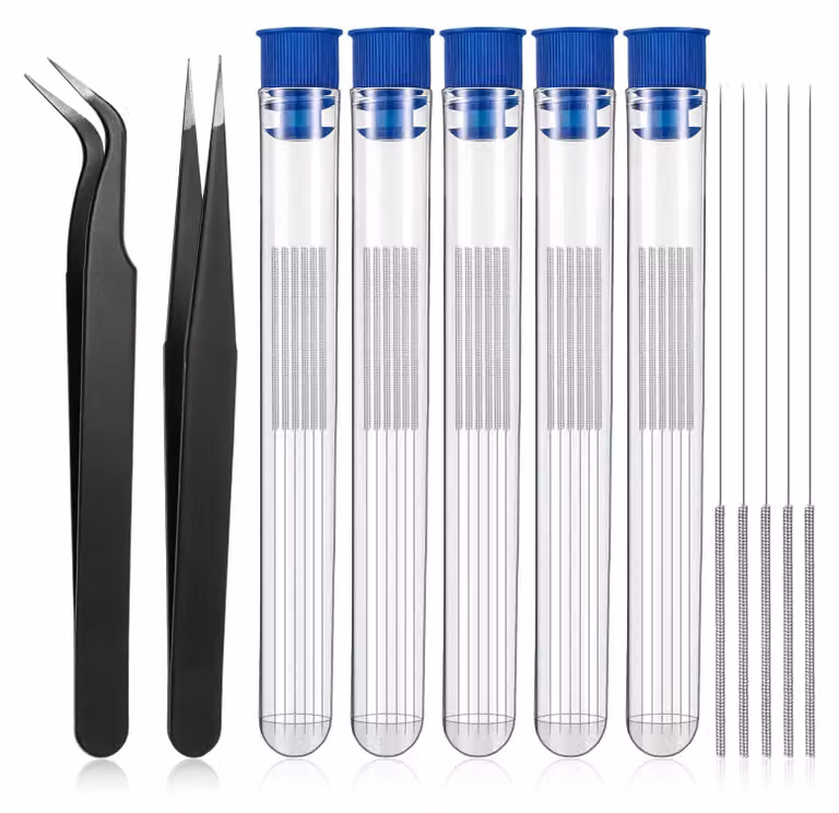 Kit di pulizia per stampanti 3D da 50 pezzi, set di aghi per la pulizia e pinzette