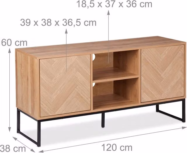 Mobile TV di design rétro per soggiorno 120 x 40 x 50 cm con vano portaoggetti 2 ripiani in legno marrone 13_0015723