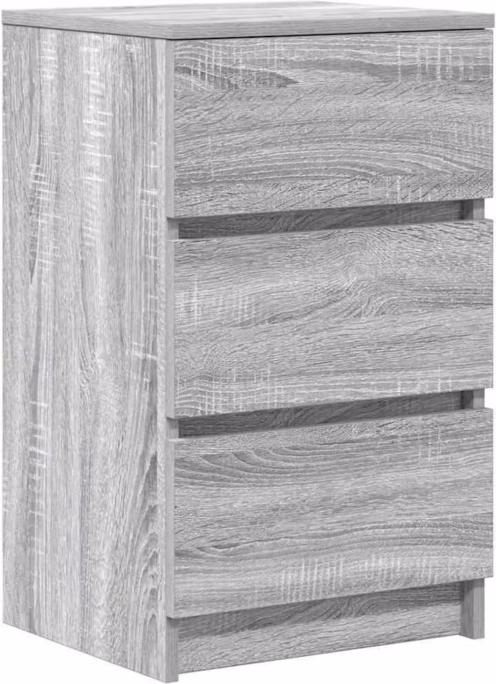 Comodino con 3 Cassetti Grigio Sonoma 39x35x65 cm