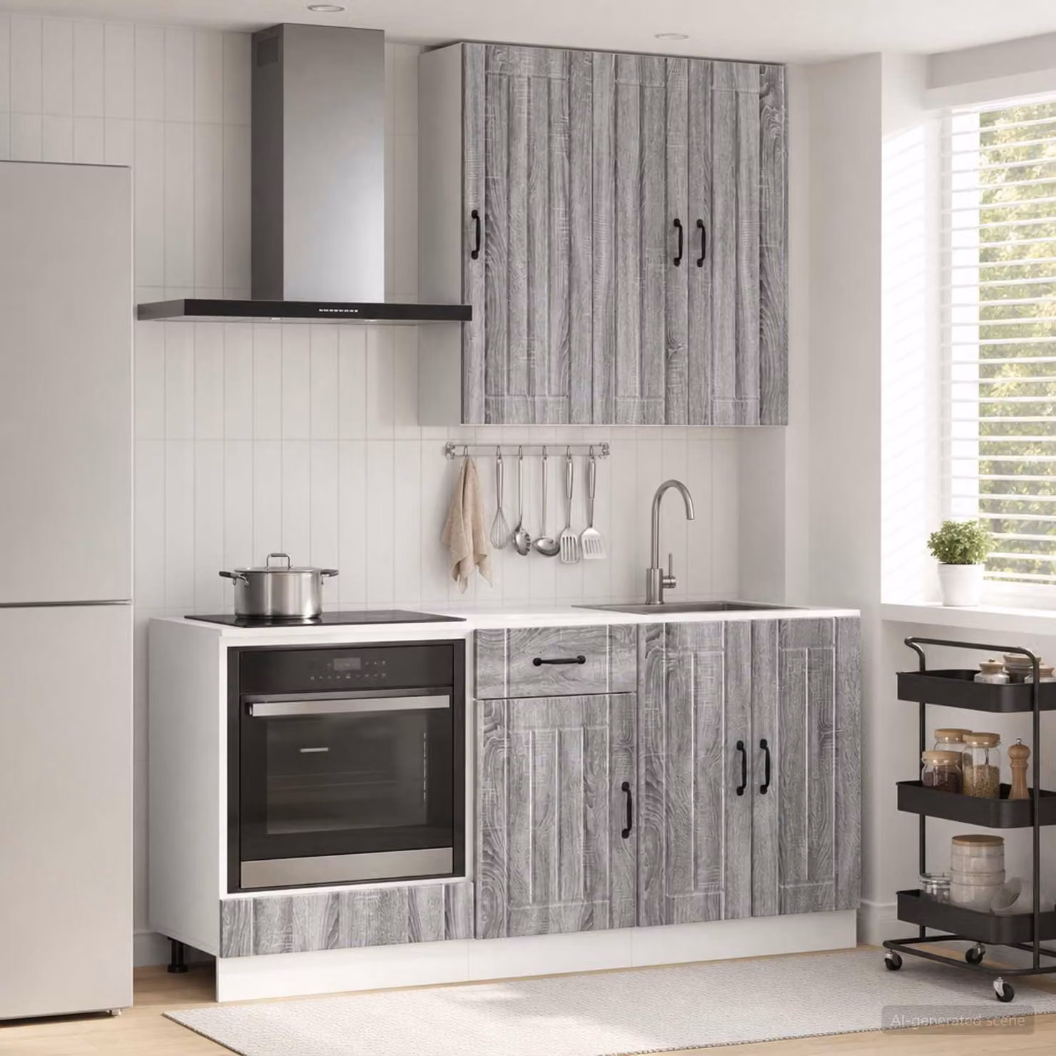 Unità cucina moderna vidaXL LUCCA composta da 5 pezzi in legno ingegnerizzato grigio opaco