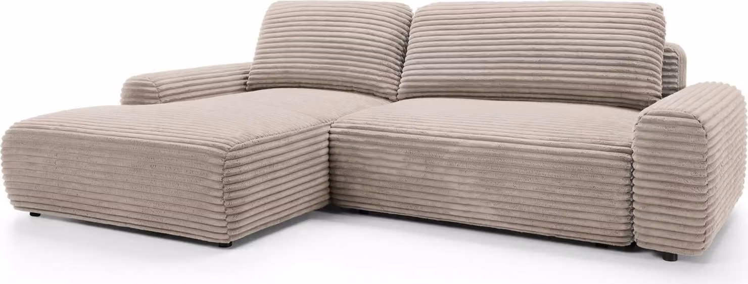 FURNLUX Divano angolare Crema e Nero 264cm / Colore principale: Beige / Dimensioni: 264 x 85 x 162 cm
