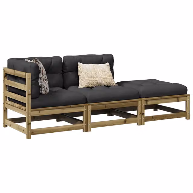 Set Divani da Giardino 3pz con Cuscini Legno Impregnato di Pino 3295834