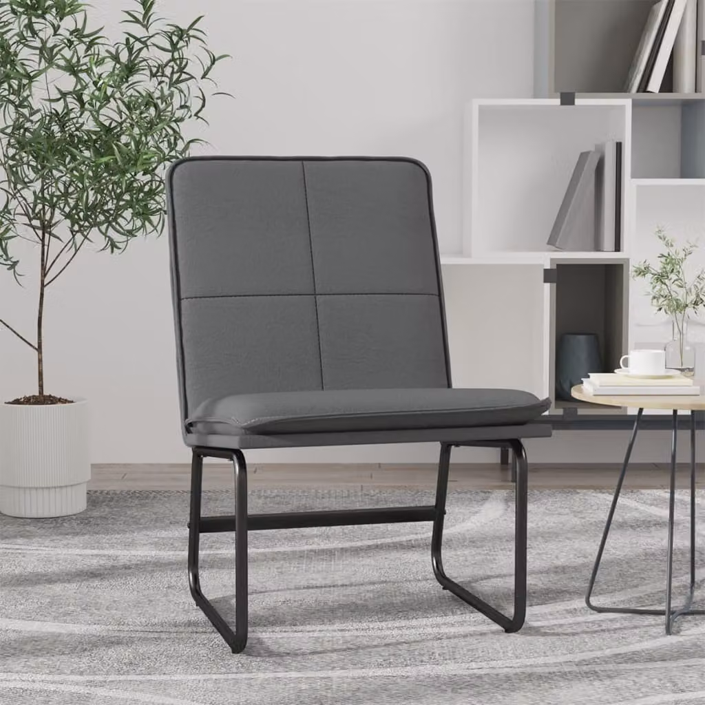 Sedia Lounge vidaXL Grigia in Similpelle con Struttura in Metallo L: 54 cm, P: 75 cm, H: 76 cm