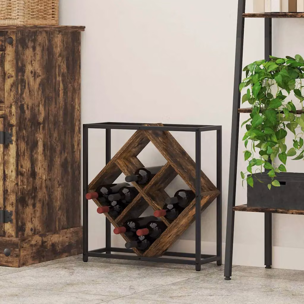 Portabottiglie vidaXL per 16 bottiglie in legno ingegnerizzato colore rovere fumé L: 52,5 cm, P: 51,0 cm, H: 18,0 cm