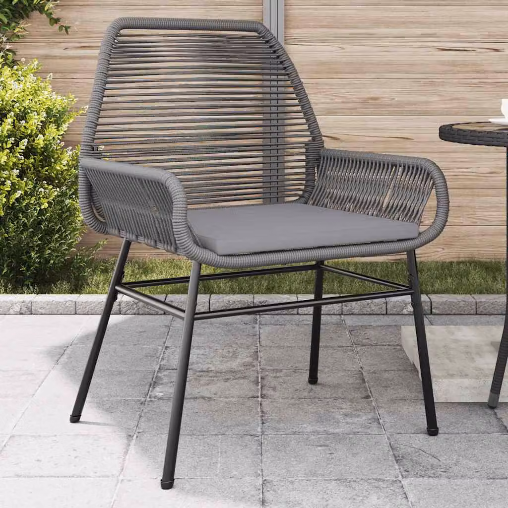 Set di 2 sedie da giardino vidaXL in polyrattan grigio con cuscini inclusi