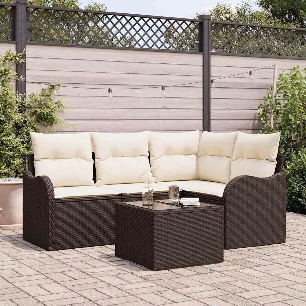 Maison Exclusive - Set Divano da Giardino Marrone polyrattan