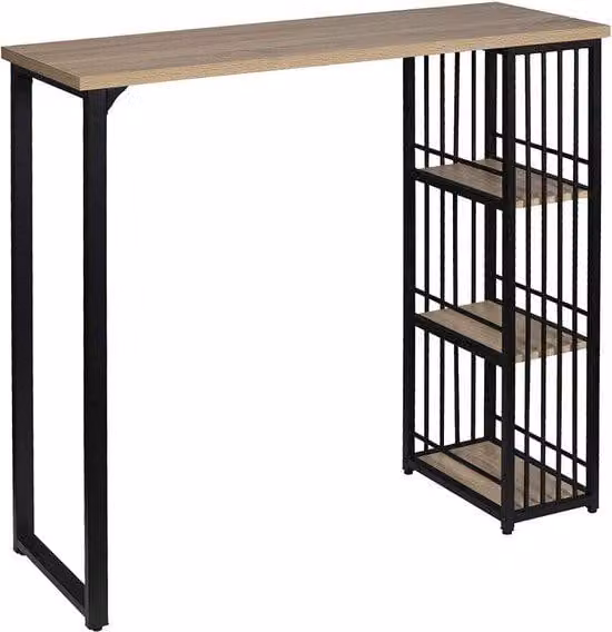 Tavolino da bistrot - Con vano portaoggetti - Per interni - Da cucina - In legno e metallo - Rettangolare - 120x40x105 cm