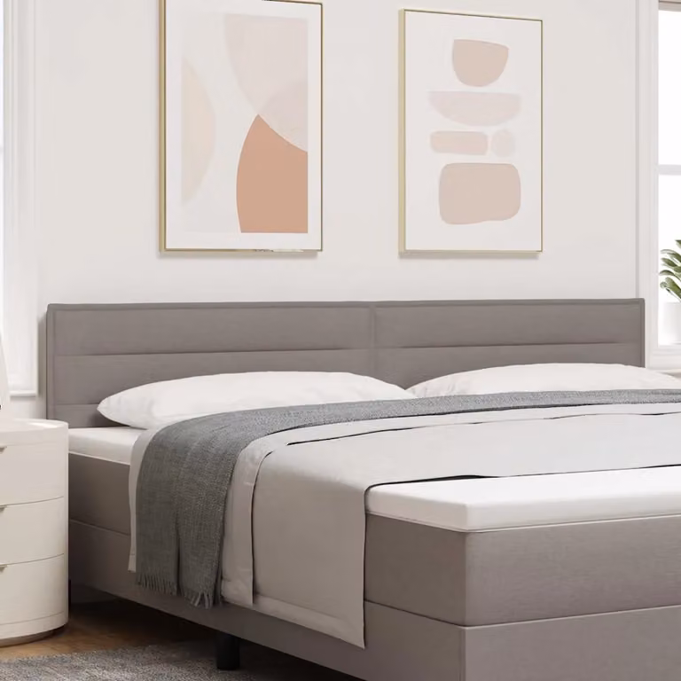 Testiera Letto con LED e Porte USB vidaXL in Tessuto Grigio, L: 200 cm, H: 110.8 cm, P: 7 cm
