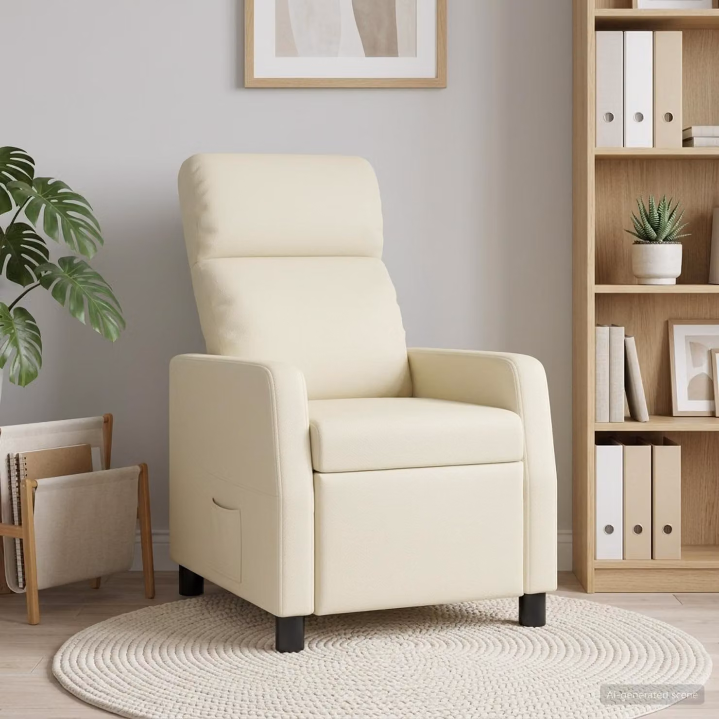 Poltrona reclinabile relax vidaXL in similpelle beige con braccioli per soggiorno
