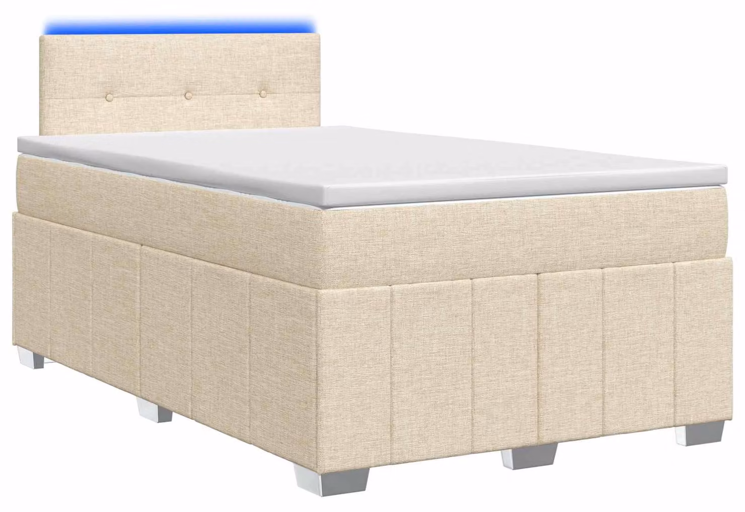 Letto a molle con materasso crema 120 x 190 cm in tessuto