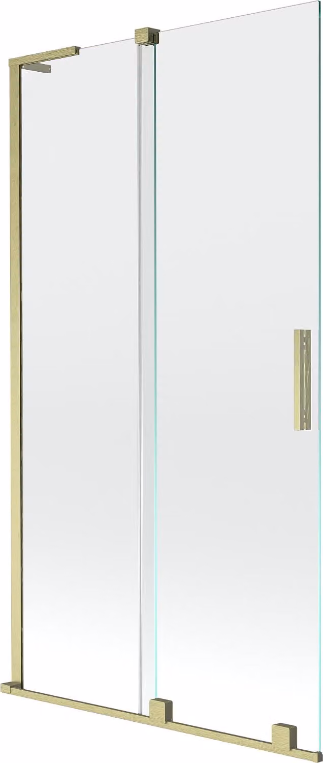 Mexen Velar L paratia da vasca da bagno 2-ante scorrevole 100 x 150 cm, trasparente, oro spazzolato - 896-100-003-01-55