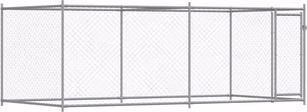 Gabbia per Cani con Porta Grigia 4x2x1,5 m in Acciaio Zincato